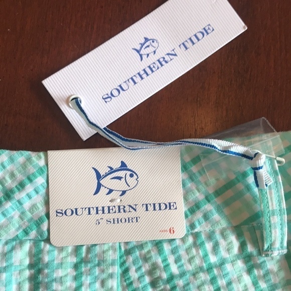 Brand New Southern Tide 5" Gingham Teal Shorts - Picture 7 of 9